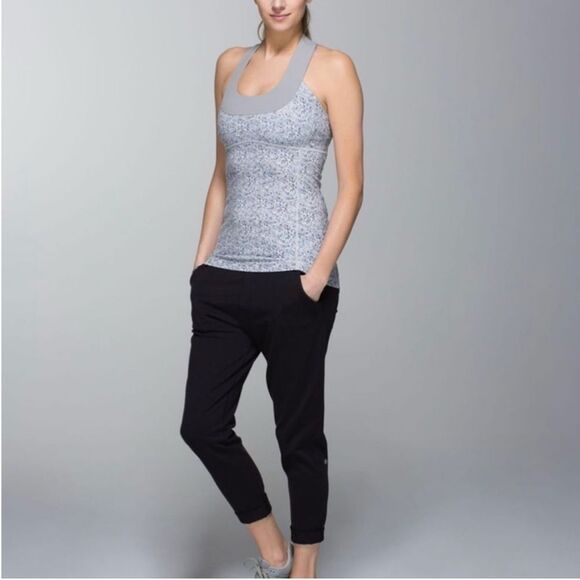 Lululemon Scoop Neck Tank Luon Petite Fleur Silver Spoon / Ambient Grey size 4 - Picture 1 of 7